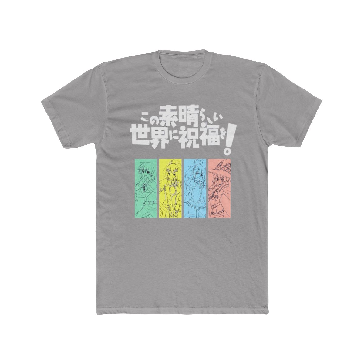 Konosuba T Shirt- 4 Pastel Girls Under Kanji Logo Image - Official t-shirts merchandise