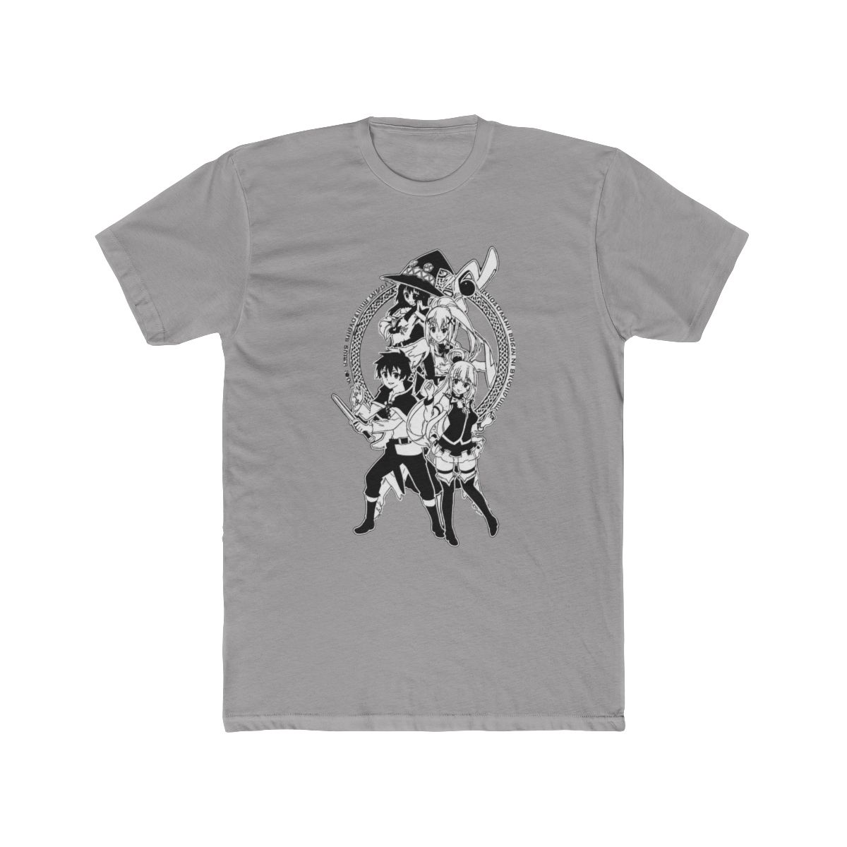 Konosuba T Shirt- 4 Black & White Circle Group Image (Small)